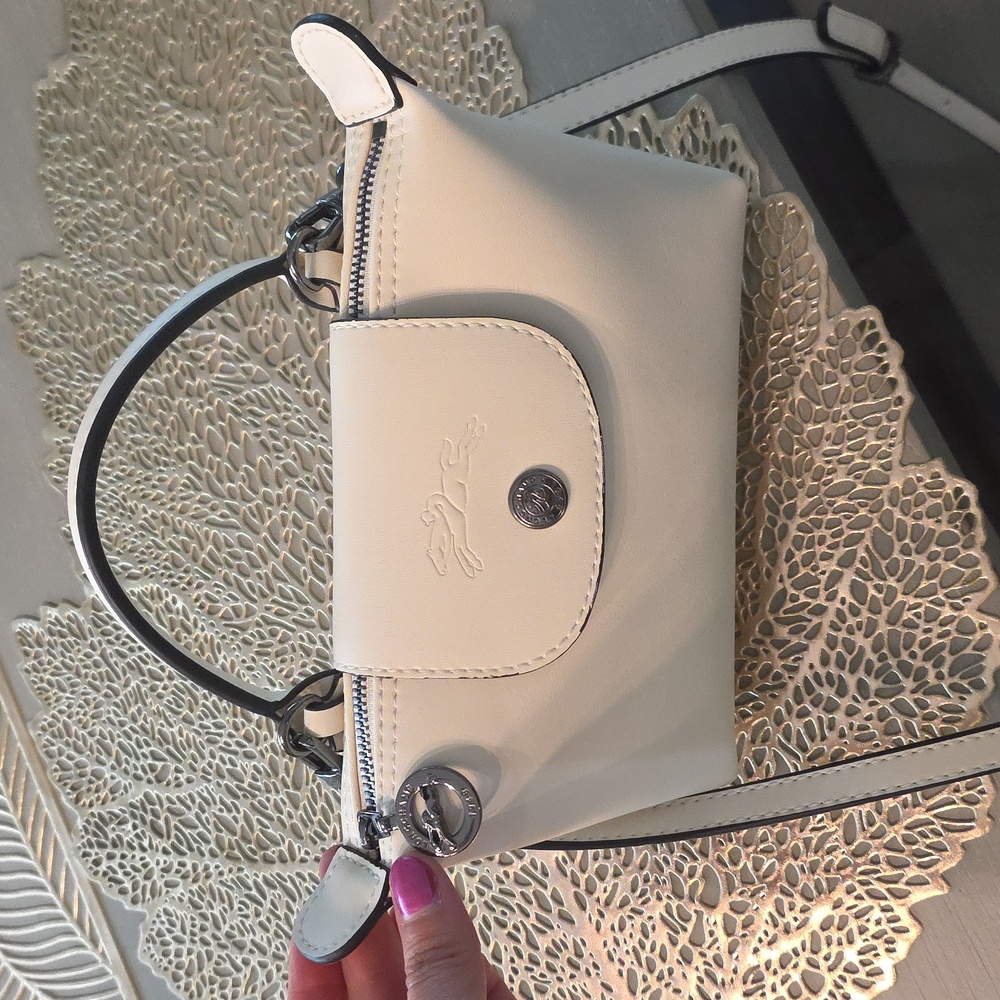 Longchamp Mini Le Pliage White Leather
